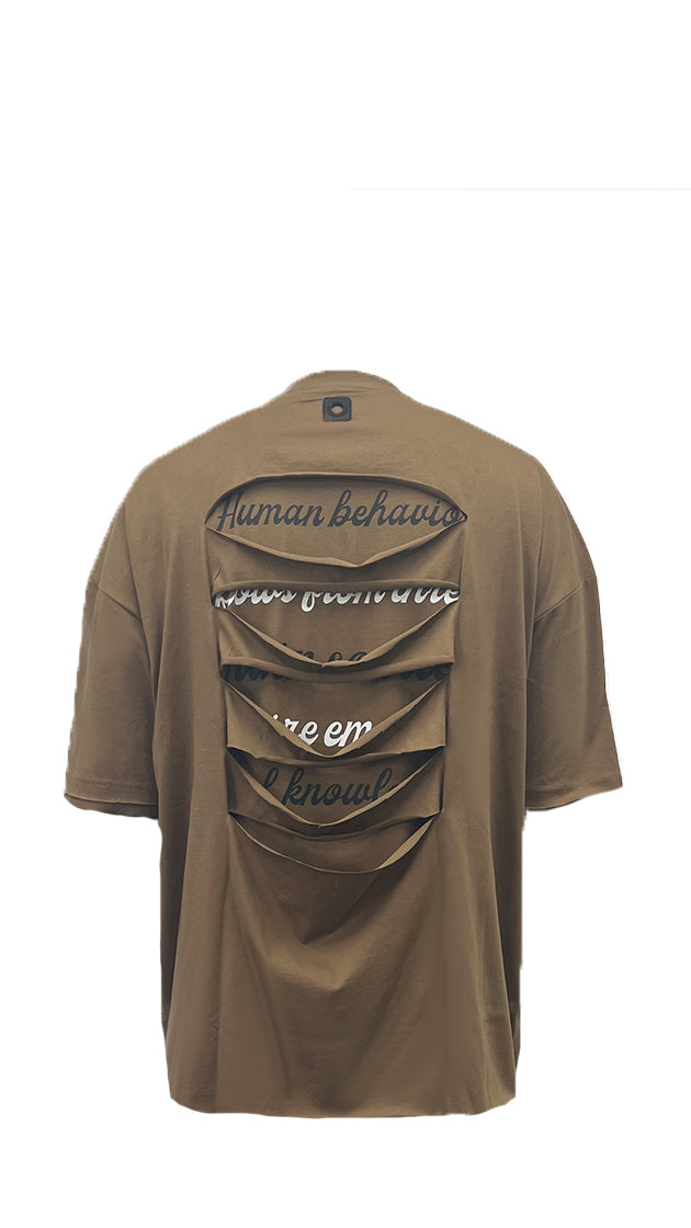 Men's printed t-shirt and intricate cutout design