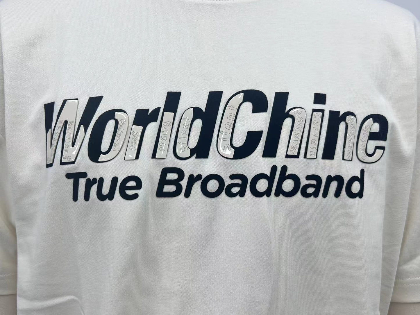 Men's Short Sleeve T-shirt with double-layered letter print