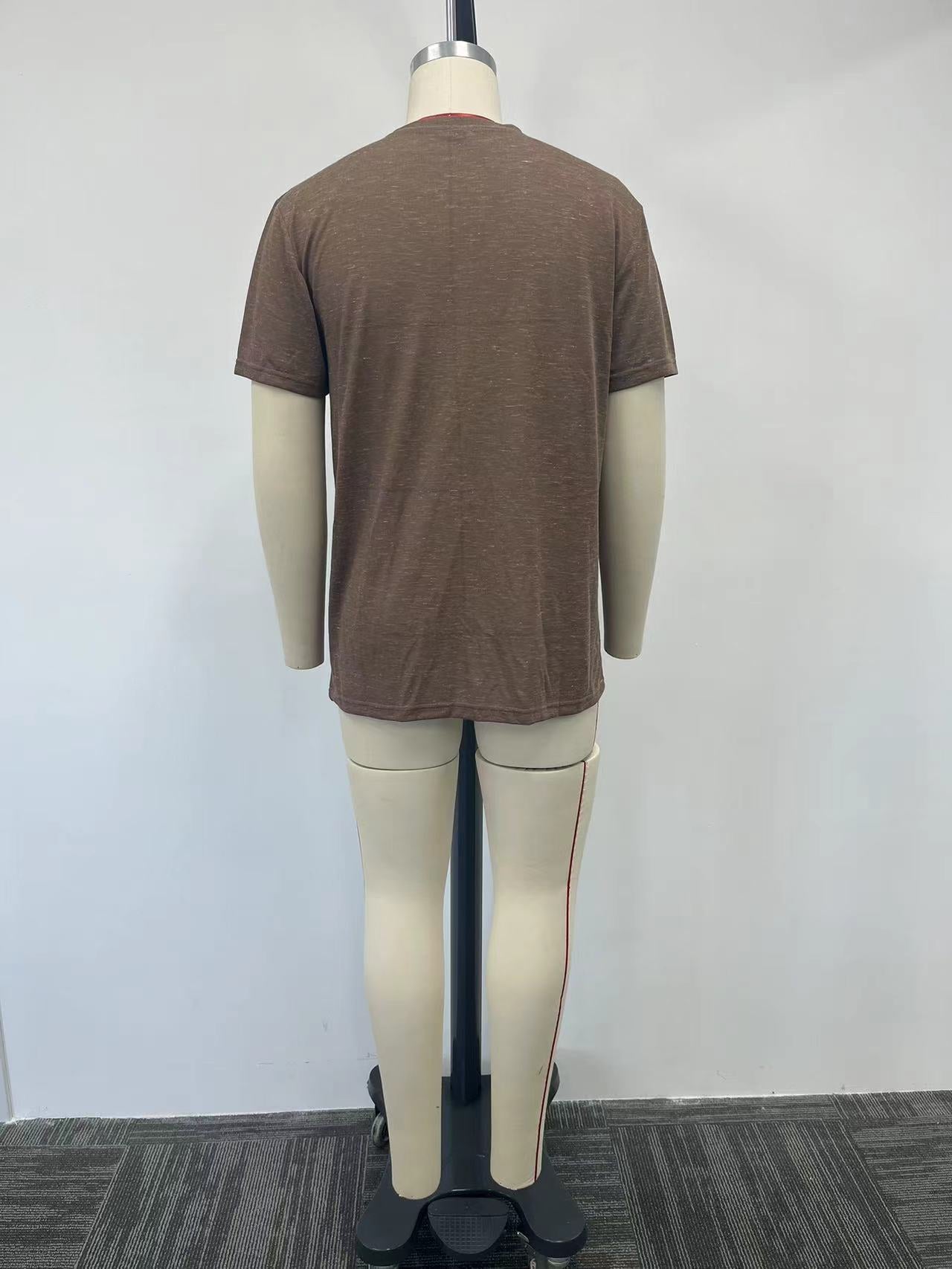 Men's brown floral patterned T-shirt