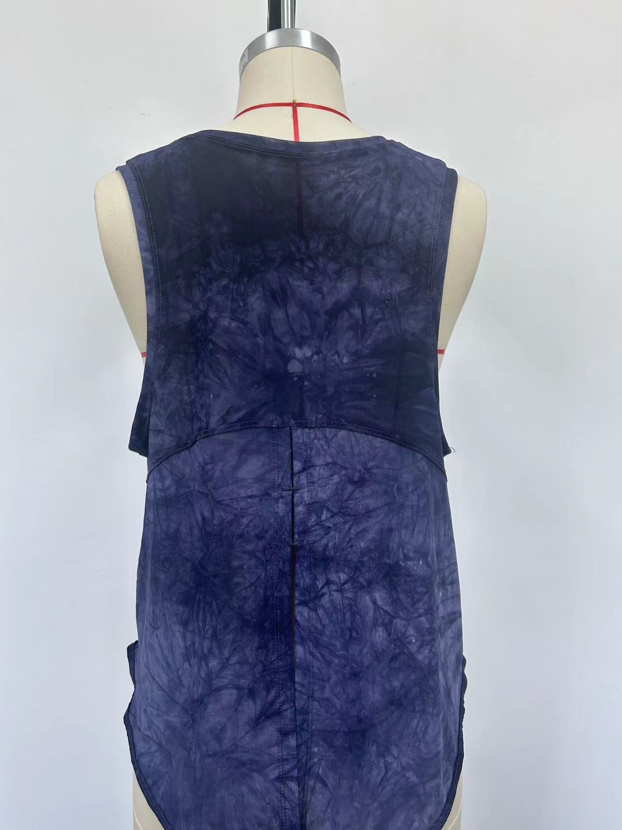 Dyeing blue sports vest