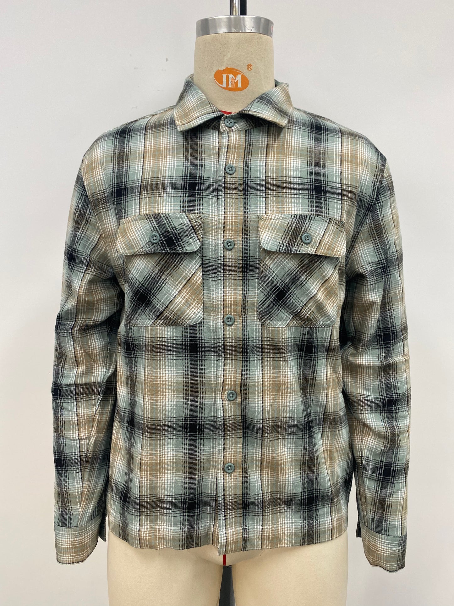 Men's black, white, and yellow plaid shirt