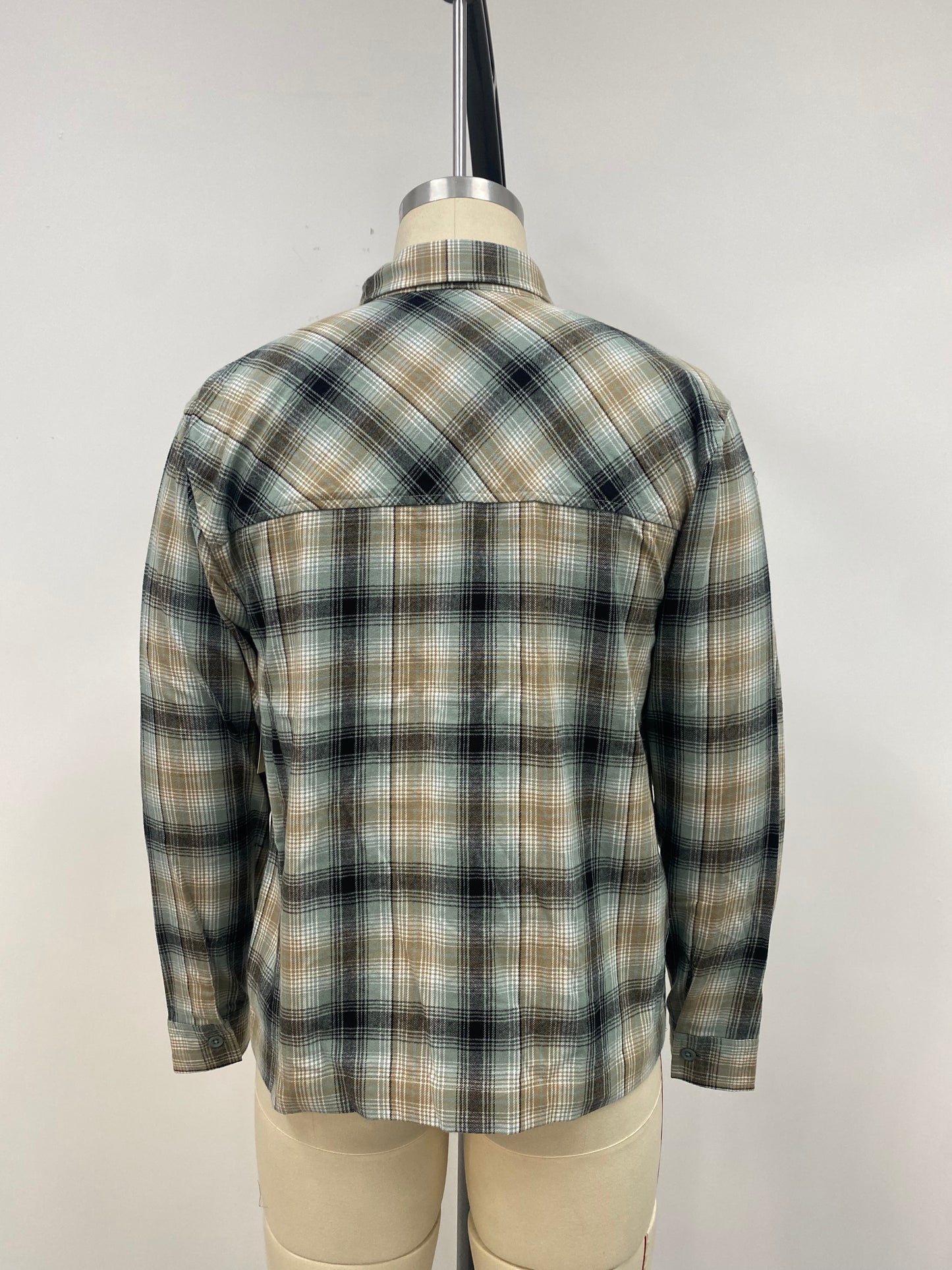 Men's black, white, and yellow plaid shirt