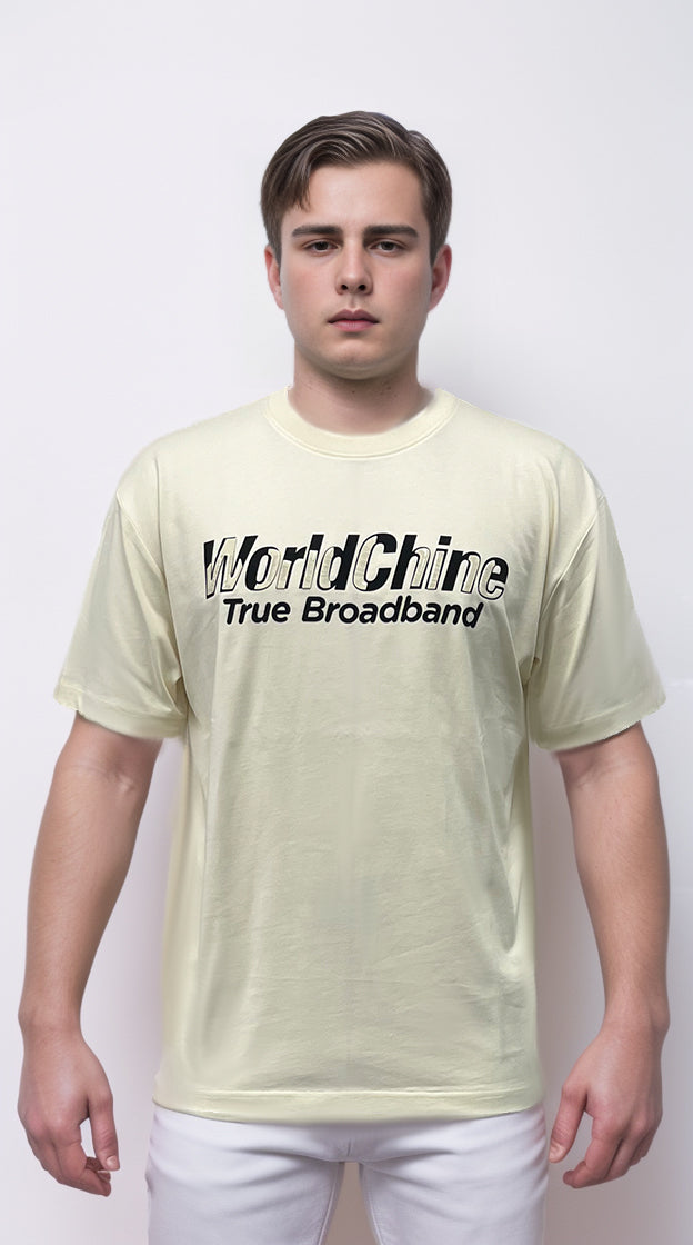 Men's Short Sleeve T-shirt with double-layered letter print