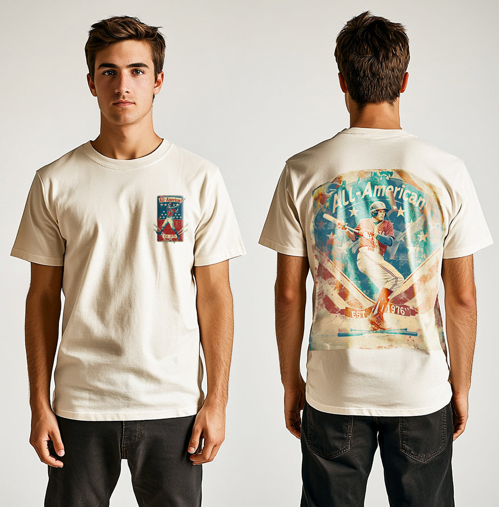 Vintage baseball print men's t-shirt