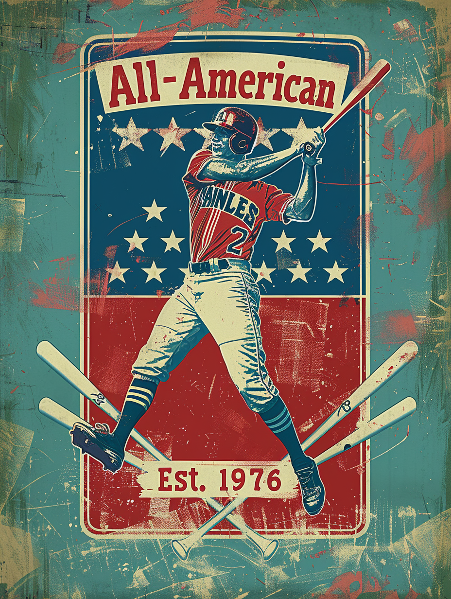 Vintage baseball print men's t-shirt