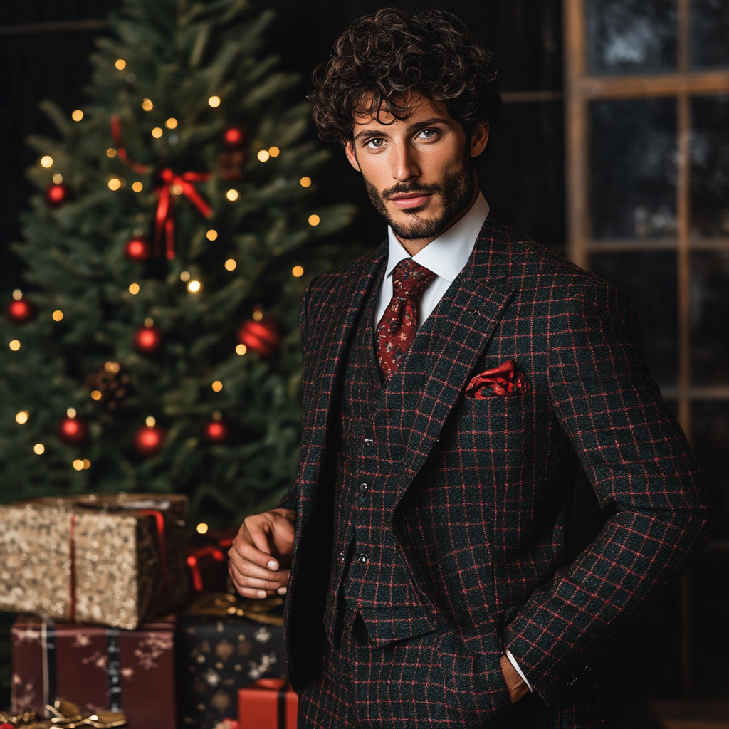 Christmas-themed men's suit set