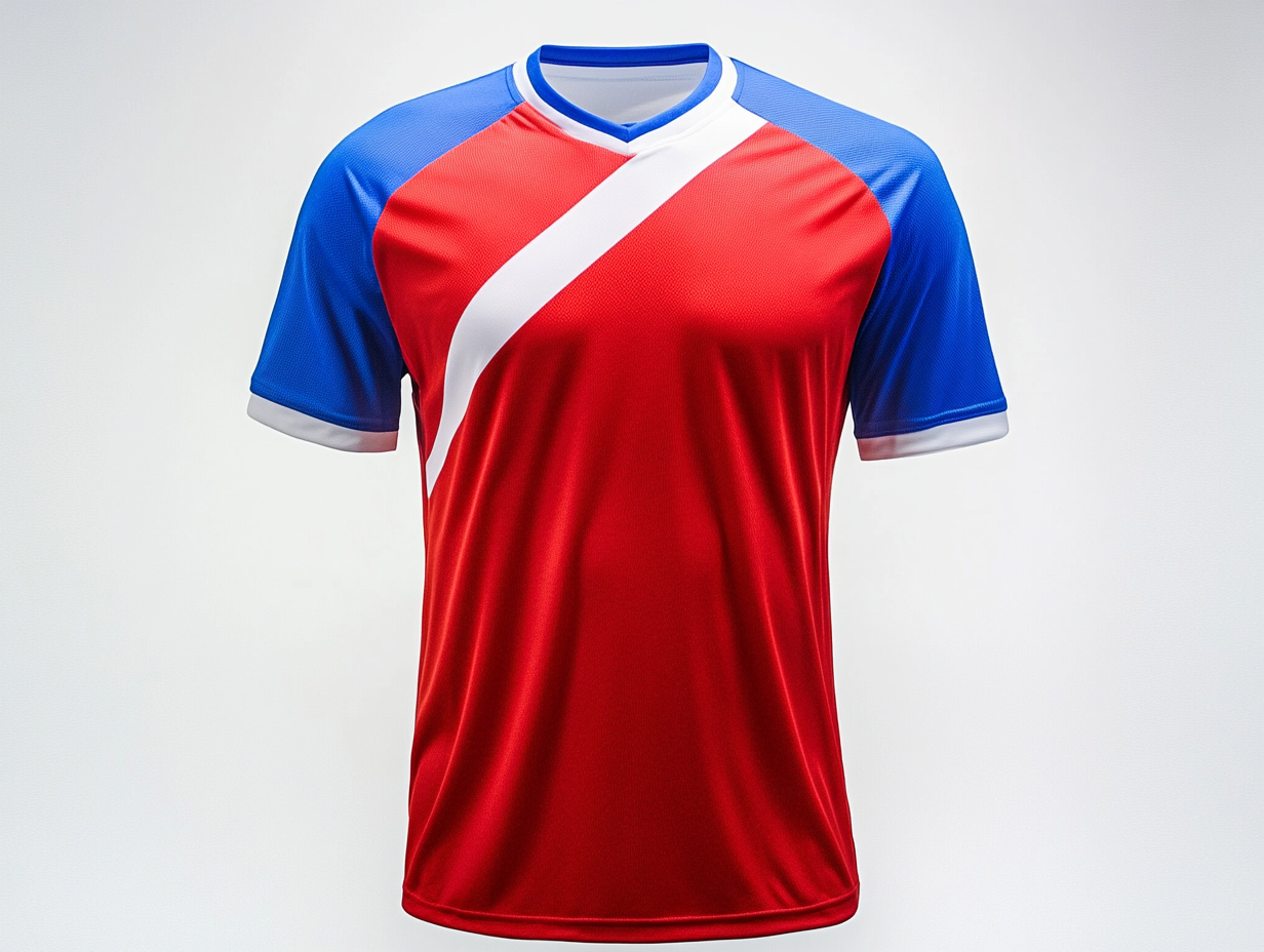 Red and blue flag-inspired colors jersey