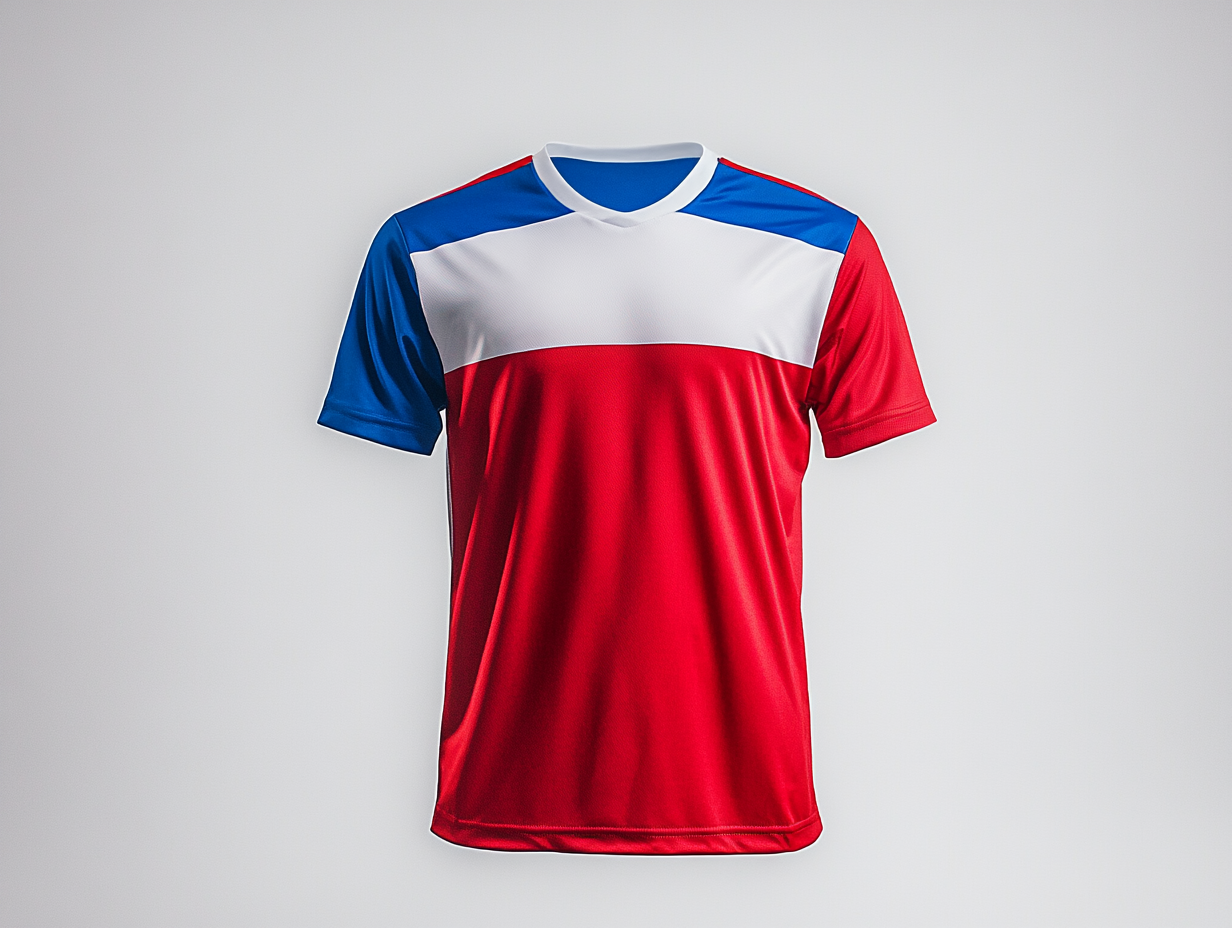 Red and blue flag-inspired colors jersey