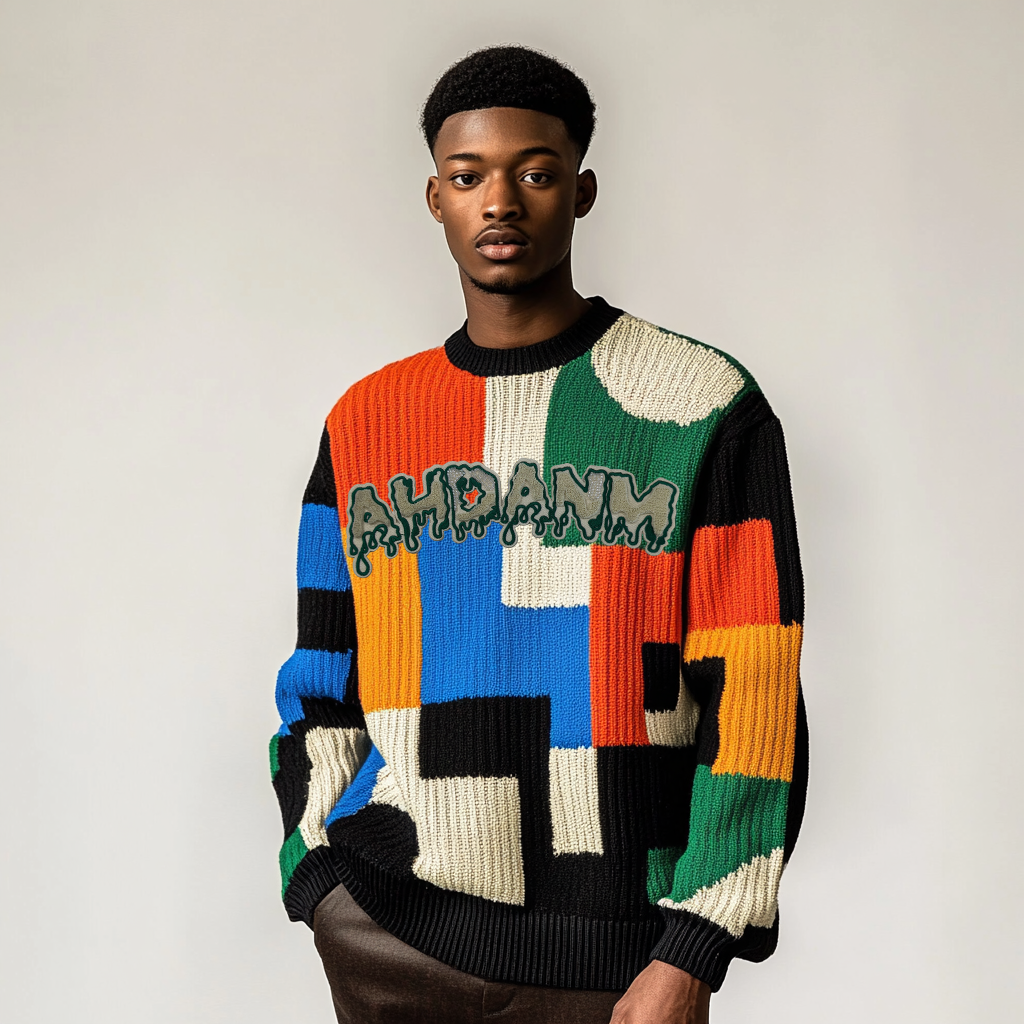 Mens Color Block Sweater