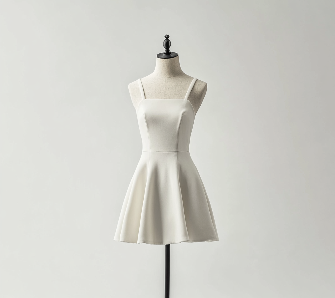 White solid color dress has a simple design