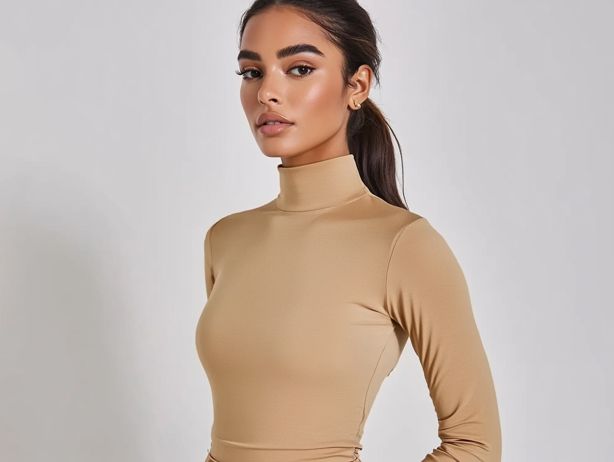 Women sleek beige shirt top