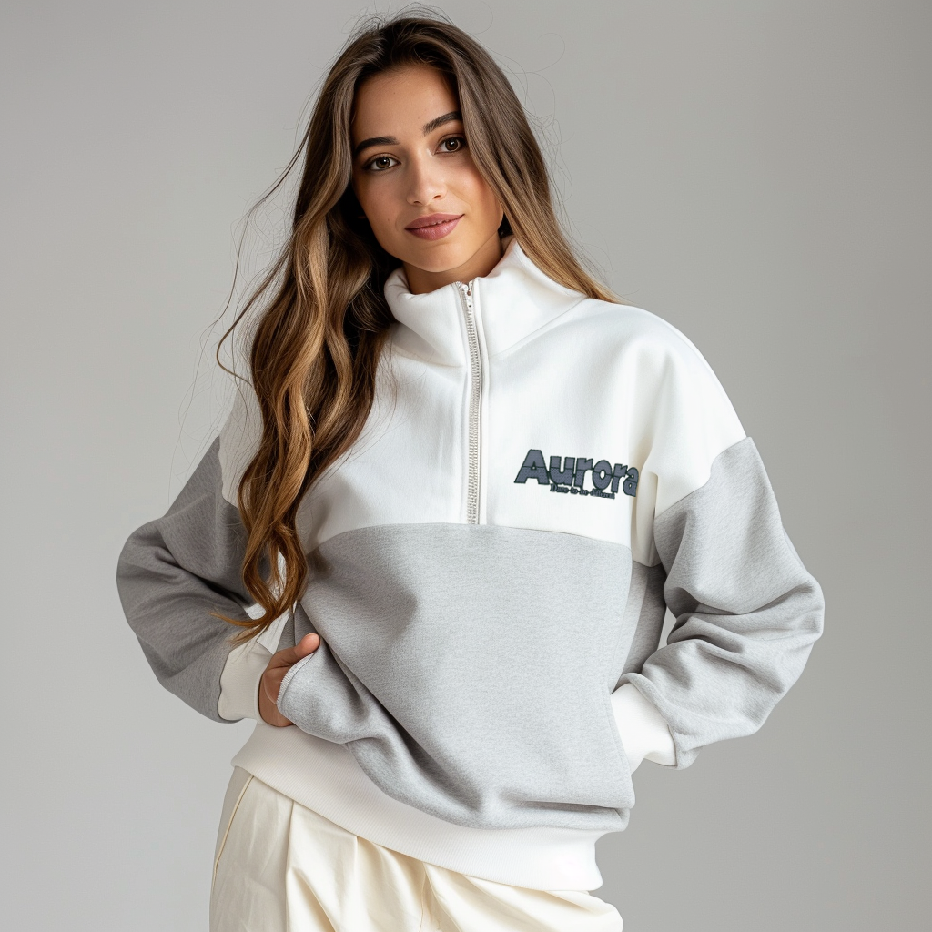 Women's half-zip pullover features a unique floral print