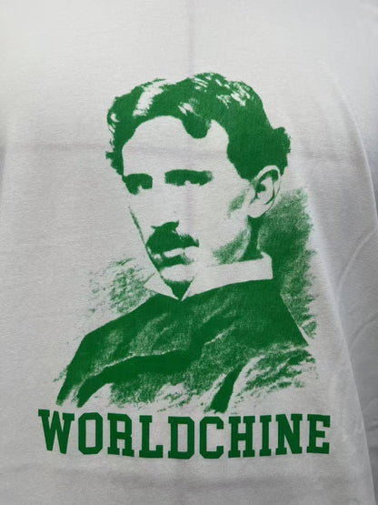 Monochrome portrait of Nikola Tesla printed tshirt