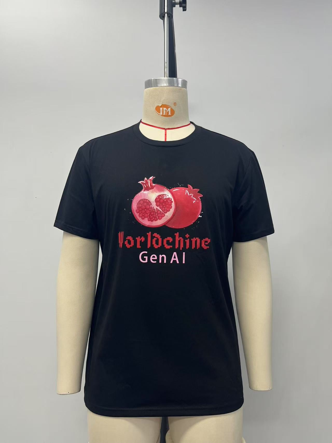 Black T-shirt with pomegranate pattern and silicone print