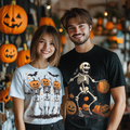 Spooky skull and pumpkin printed t-shirt