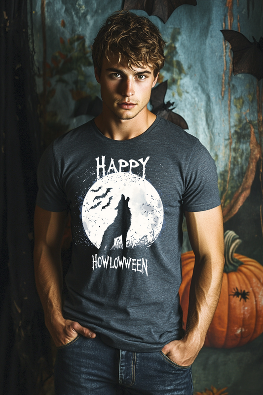 Slim-fit Halloween wolf print t-shirt