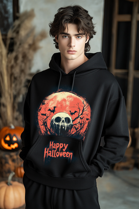 Men's Black Halloween Printed Hoodie