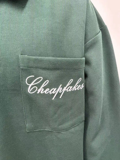 Men long-sleeved polo shirt embroidered patches