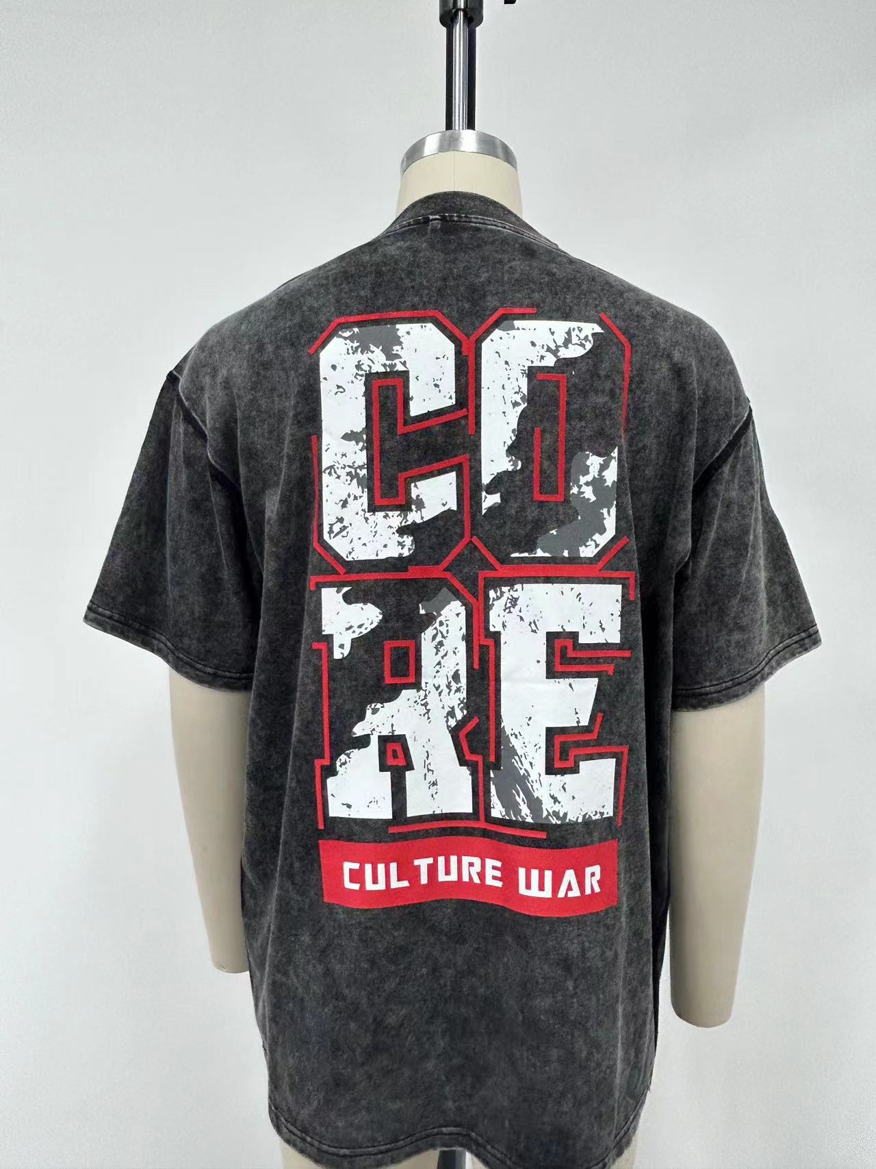 Men's black washed t-shirt a bold letter print and embroidered design