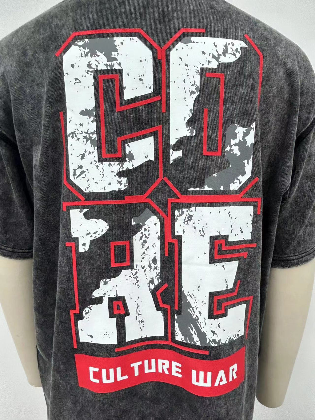 Men's black washed t-shirt a bold letter print and embroidered design