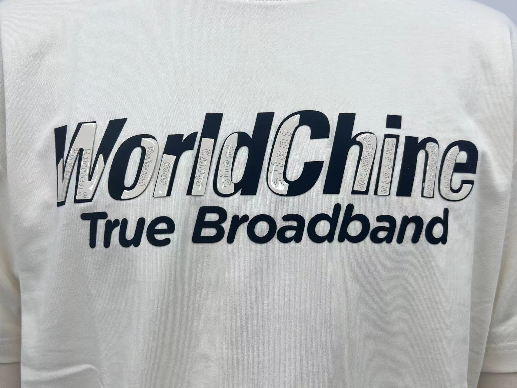 Men's Short Sleeve T-shirt with double-layered letter print
