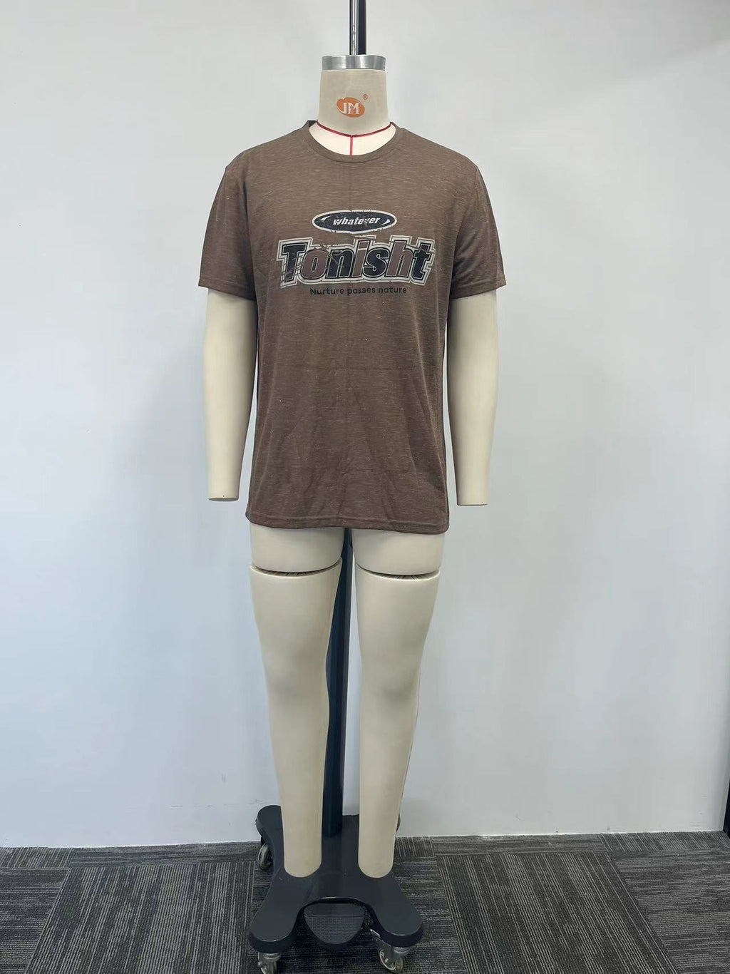 Men's brown floral patterned T-shirt