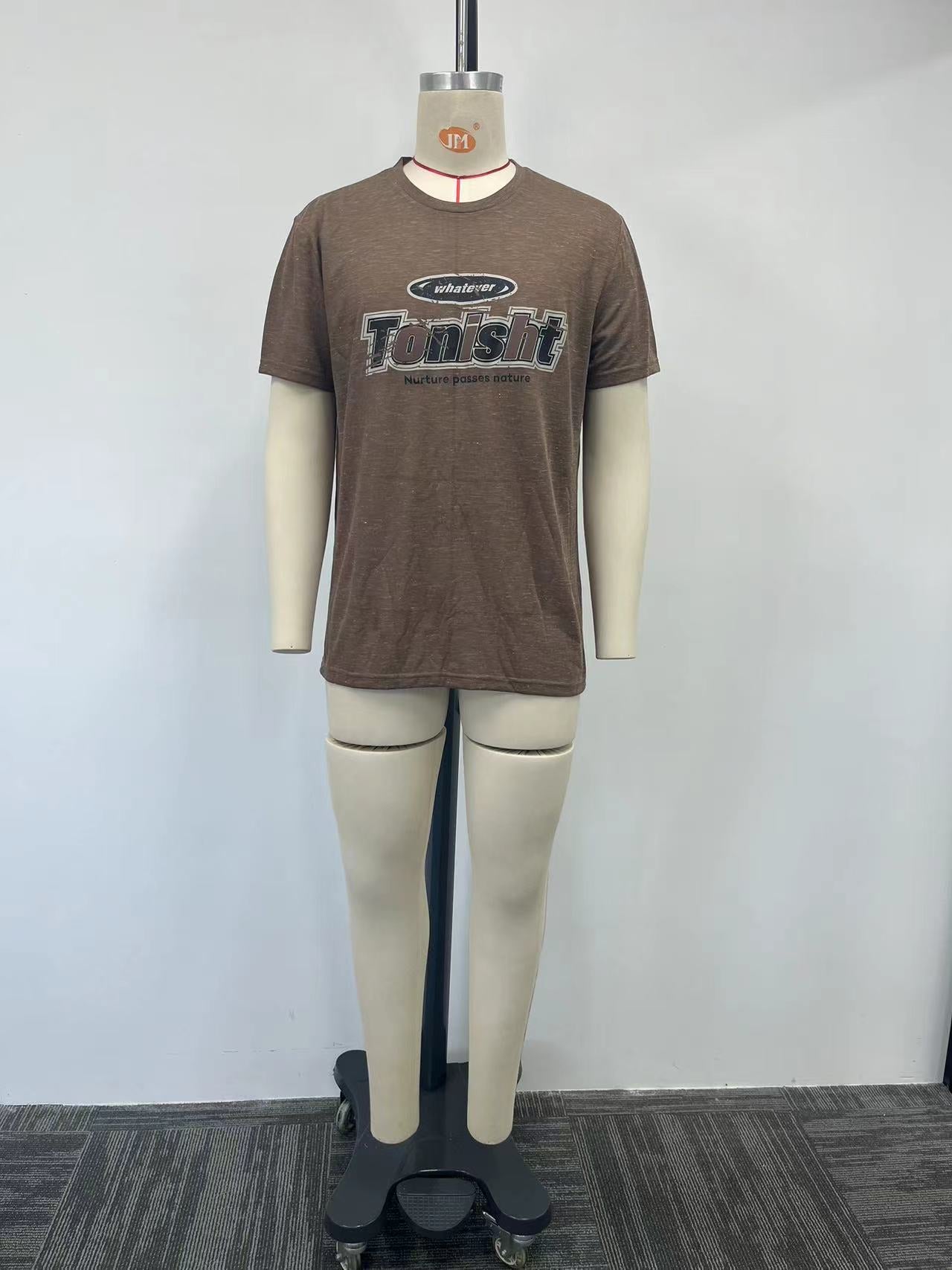 Men's brown floral patterned T-shirt
