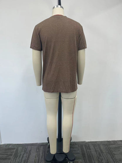Men's brown floral patterned T-shirt