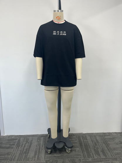 Rubber printed shirt boasts a glossy finish