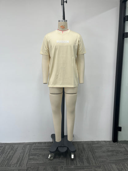Pale yellow printed t-shirt
