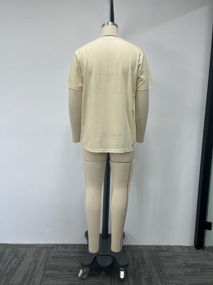 Pale yellow printed t-shirt