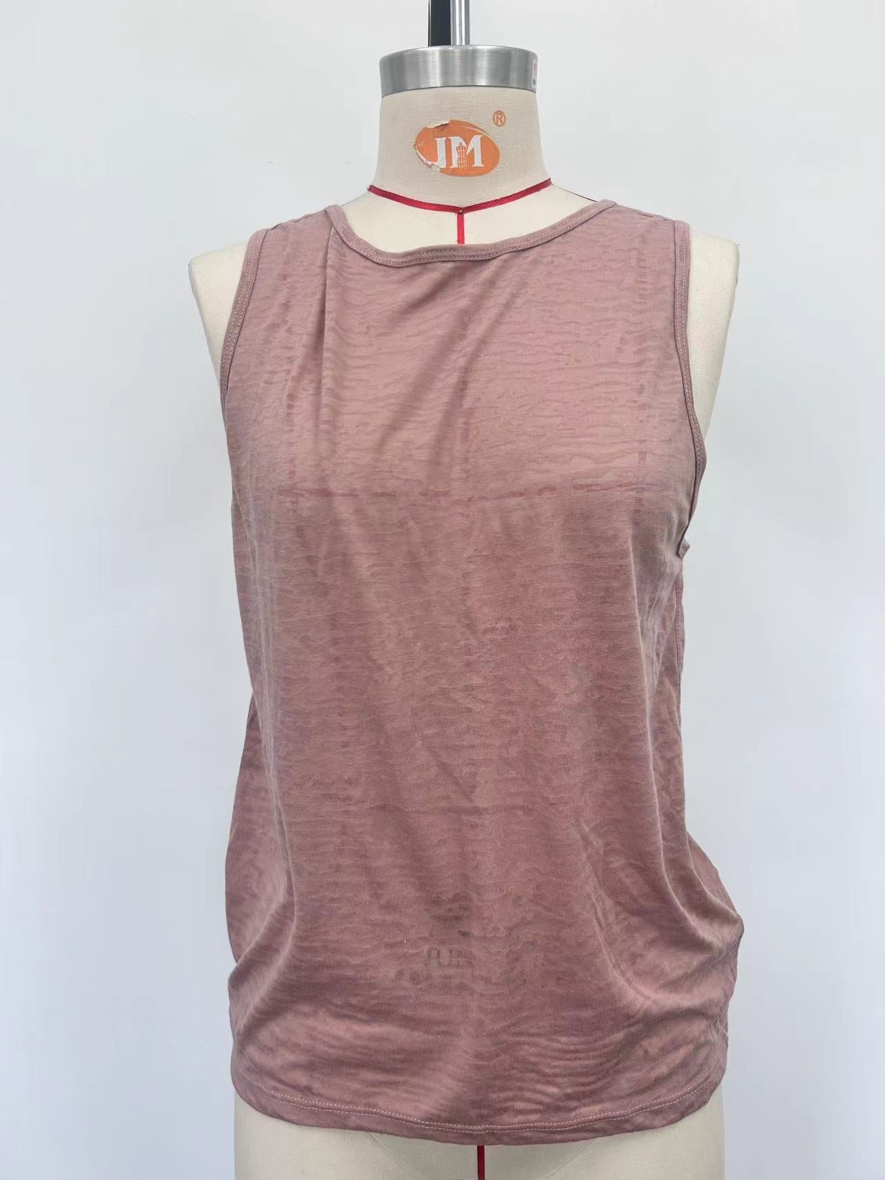 Pink hollow-out sports vest
