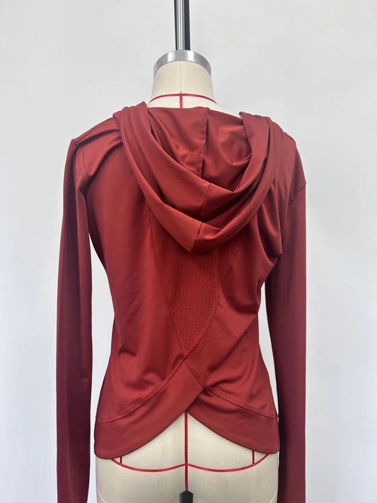 Women's red sports hoodie