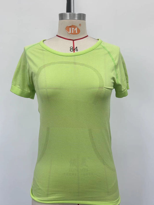 Women's fluorescent green athletic short-sleeve shirt
