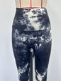 Black and White Tie-Dye Yoga Shorts