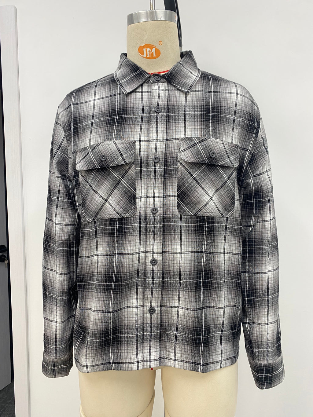 Black and white plaid men's shirt