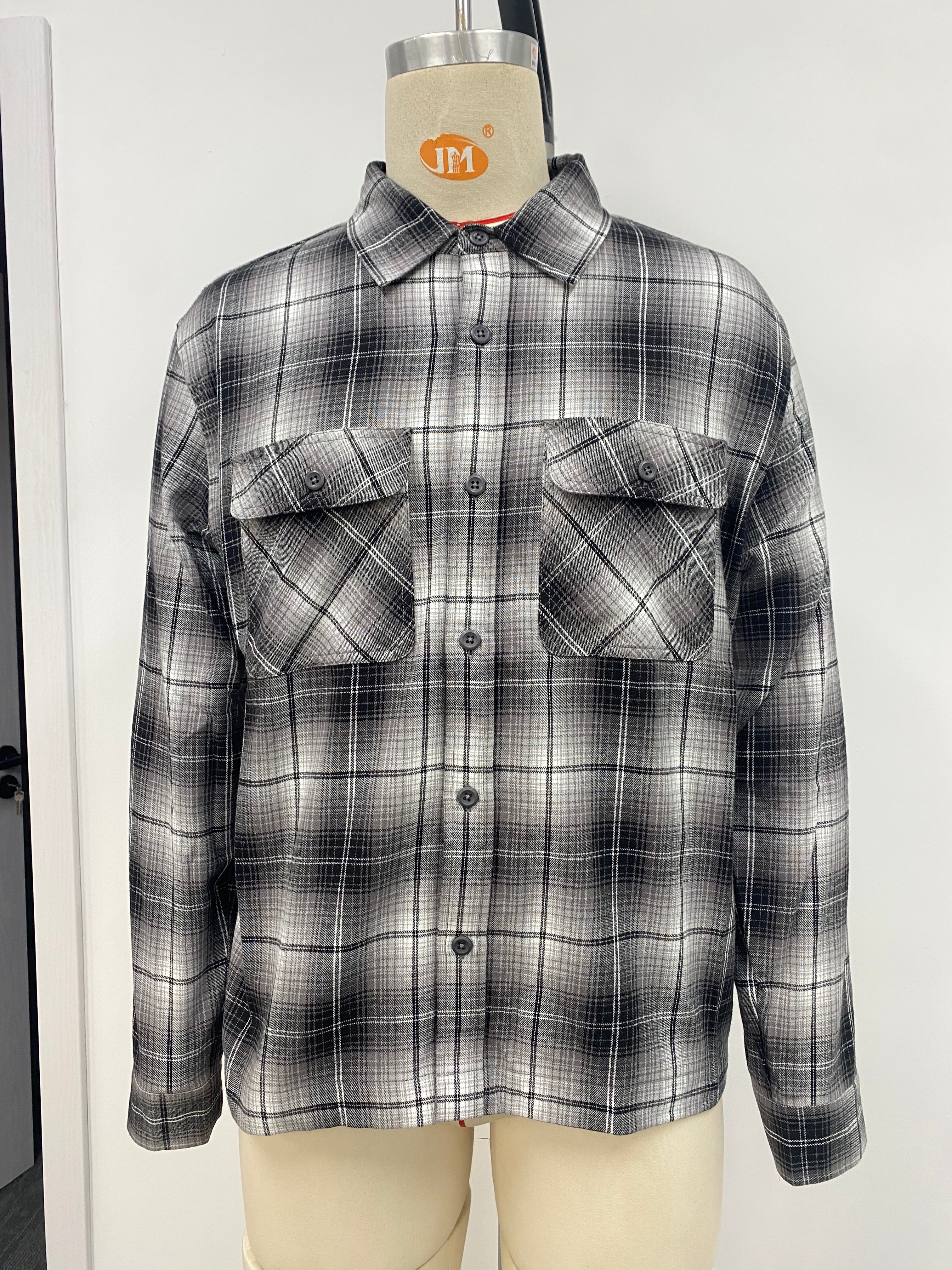 Black and white plaid men's shirt
