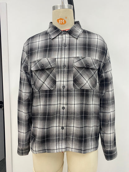 Black and white plaid men's shirt
