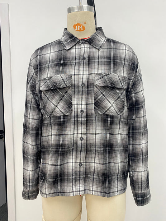 Black and white plaid men's shirt