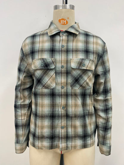 Men's black, white, and yellow plaid shirt