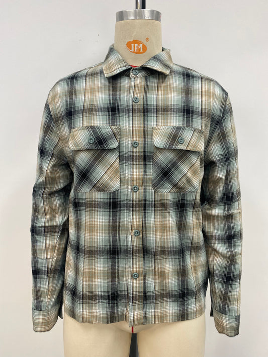 Men's black, white, and yellow plaid shirt