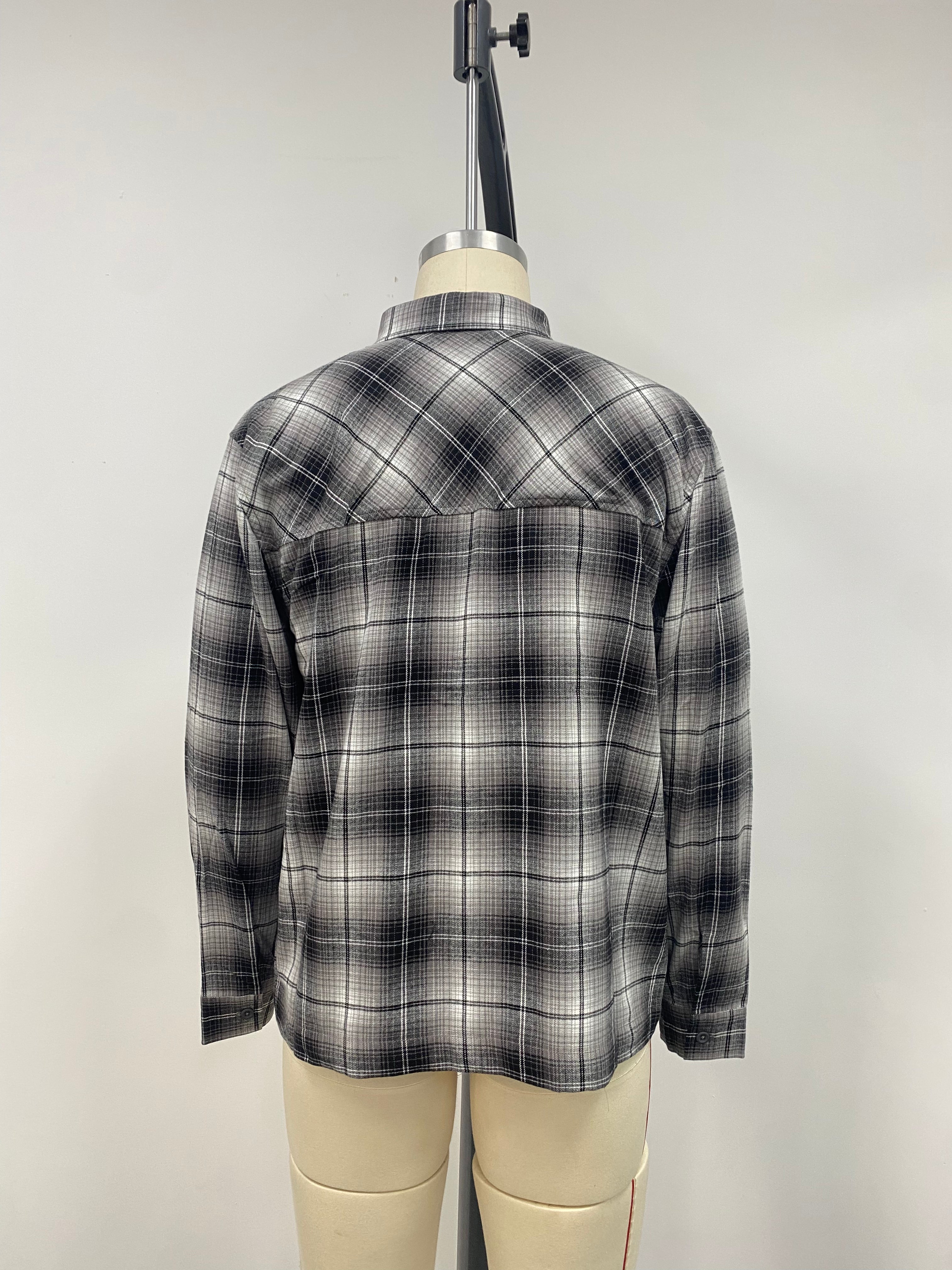 Black and white plaid men's shirt