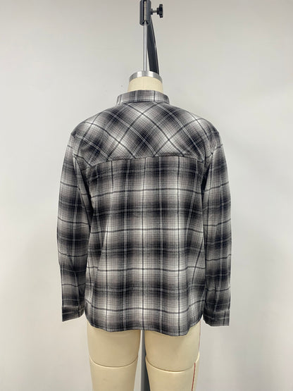 Black and white plaid men's shirt