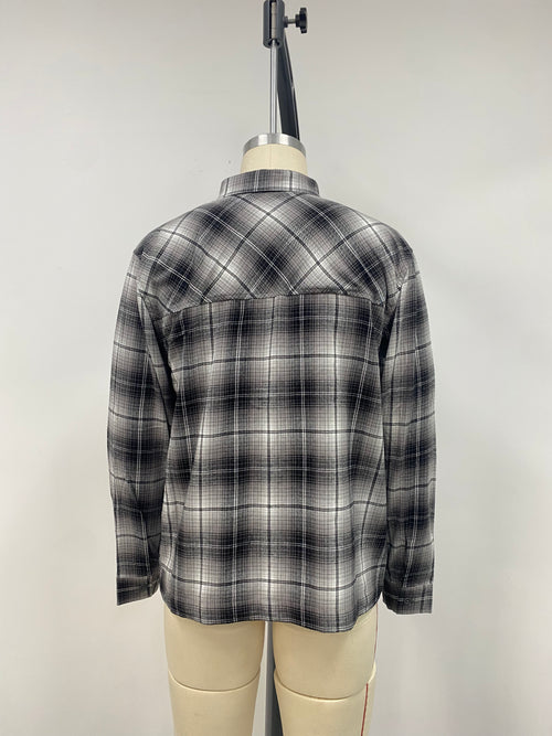 Black and white plaid men's shirt