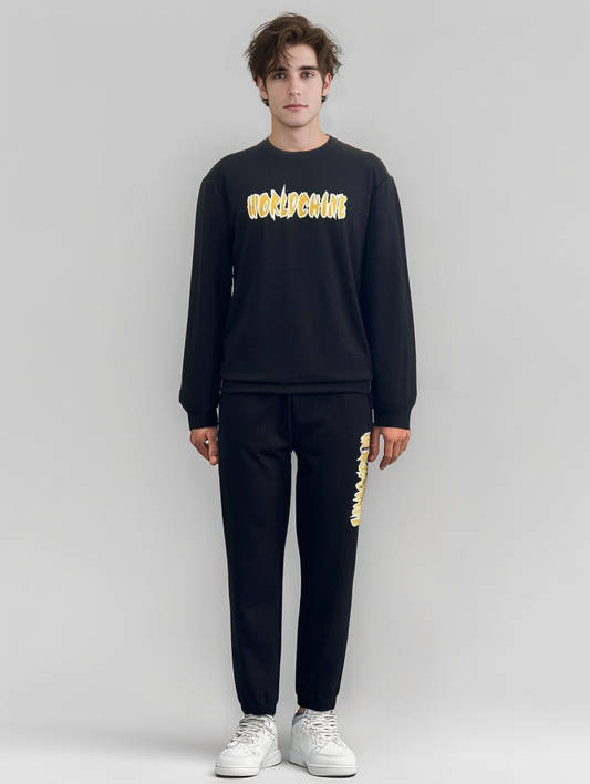 Men's sweatshirt and long pants set with puff print