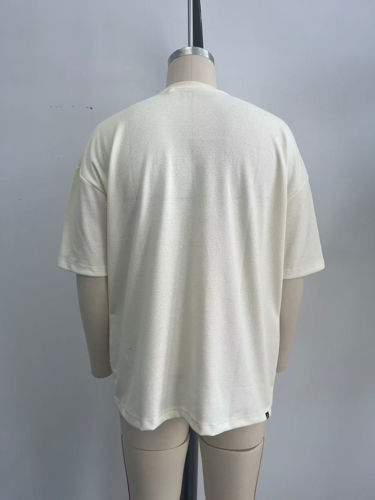 White jacquard fabric T-shirt