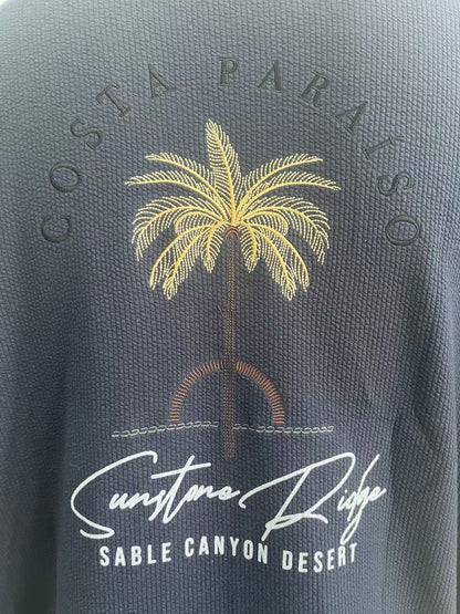 Jacquard fabric men T-shirt back with embroidery