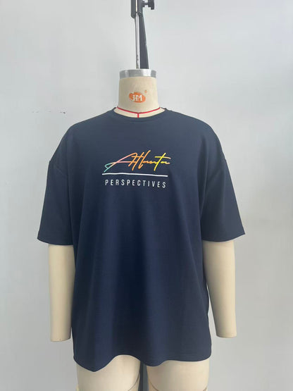 Jacquard fabric men T-shirt with embroidery and Gradient color printing