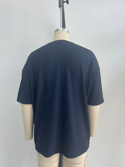 Jacquard fabric men T-shirt with embroidery and Gradient color printing