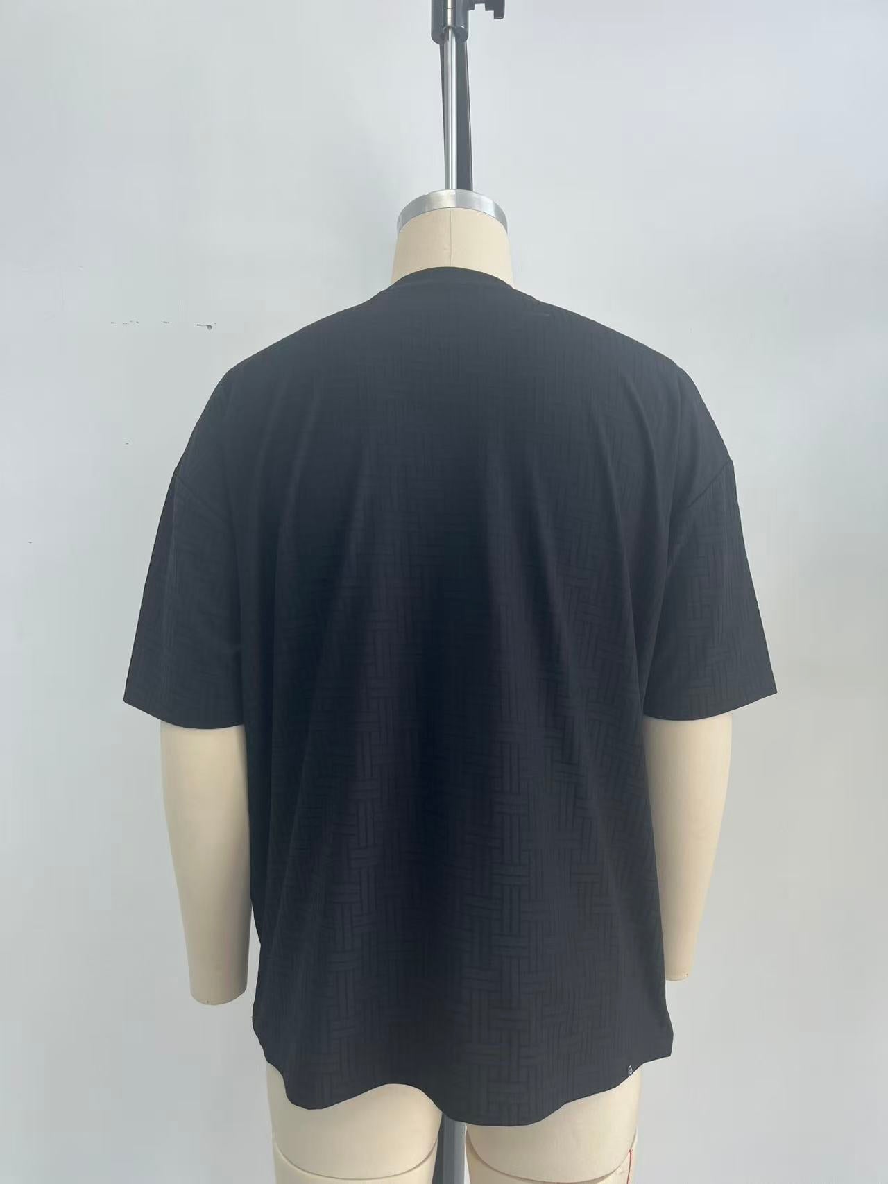 Jacquard fabric T-shirt with embroidery